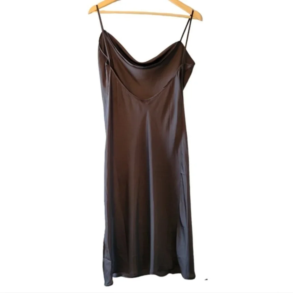 Lamarque Cowl Spaghetti Strap Midi Satin Dress Size 6 Black. - Picture 7 of 9